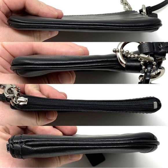 Coach Solid Black Smooth Leather Wristlet - Picture 4 of 7